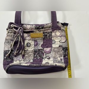 Donna Sharp Crossbody Bag in Quilted Purple Tones, zip close, inside pocket